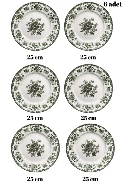 Antique Green 6-Person Custom Design Premium Porcelain Dinner Plate Set