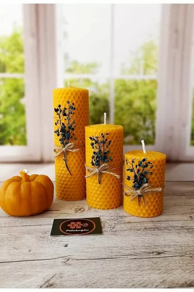 Decoratieve Natuurlijke Bijenwas Kaars Honing Pompoen Bloemen Set Bijenwas Kaars Cadeau