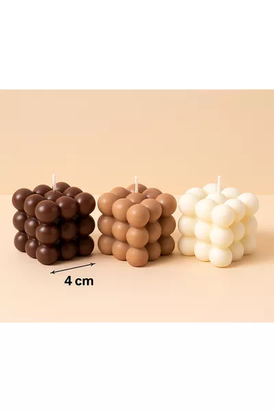 Set of 3 Brown Bubble Candles – Decorative Handmade