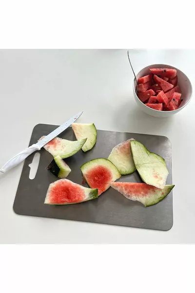 2 Adet Antibakteriyel Paslanmaz Çelik Kesme Tahtası (2 FARKLI BOY!)