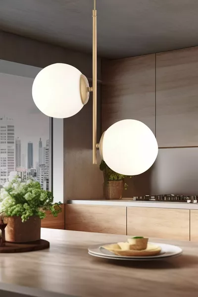 مالبو غرفة شباب مودرن مزدوجة متقنة الطراز للمطبخ والصالة مع ثريا