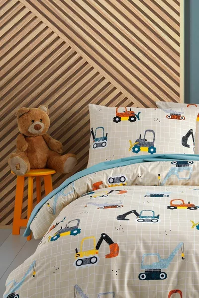 Спален комплект за единично легло от памучен ранфорс Construction %