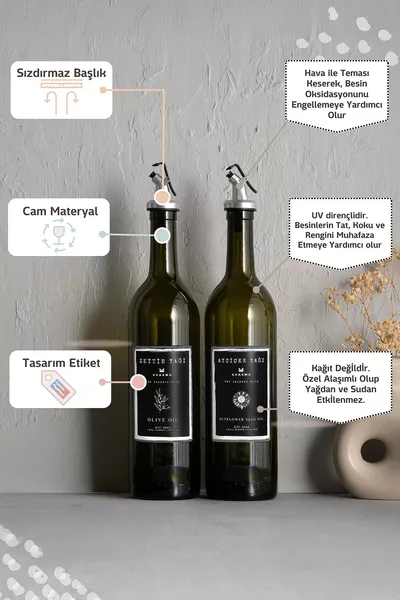 Amber 2'li  ml Zeytinyağı Sıvıyağ Şişesi Yağdanlık Yağlık  Ss Za