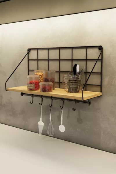 رف حائط معدني رف حائط حديث مع علاقة وخطاف