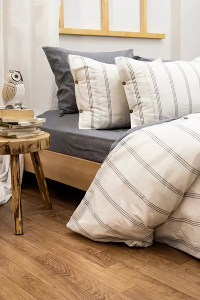 Harmony Hues Geverfd Natuurlijke Dubbel Dekbedovertrek Set (Met Elastisch Laken)