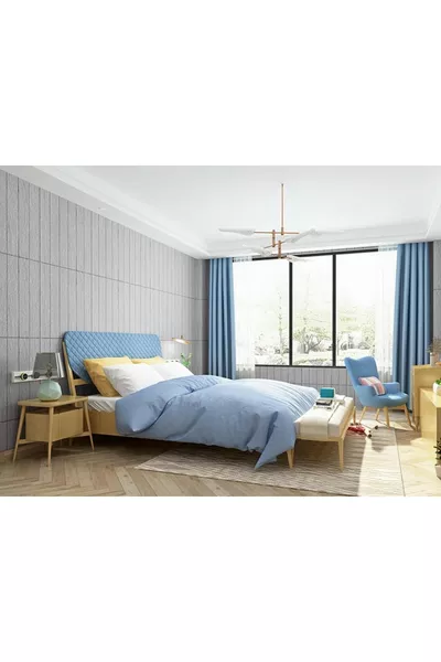 Cremefarbene Holzlamellen 3D Selbstklebende Tapete Wandpaneel