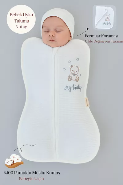 4-lagiger Musselin Baby-Schlafsack für Mädchen und Jungen, % Baumwolle, natürlich, organisch, Schlafsack für Neugeborene, 3-6 Monate