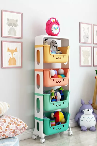 CANDY 4-Tier Toy Cabinet, Toy Organizer, Toy Cabinet with Baskets