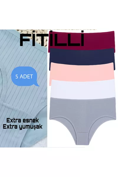 5 шт. высокие эластичные хлопковые трусы с ребристой отделкой, очень мягкие и эластичные