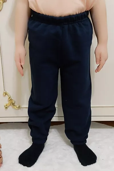 School and Everyday Children's Navy Winter 3-Ply Fleece-Lined Elastic Hem Sweatpants