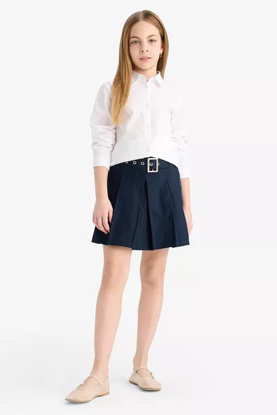 Camicia scolastica bianca in popeline a maniche lunghe per bambina