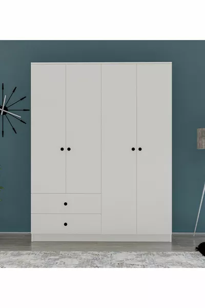 Armadio Gm Novado con 4 porte e 2 cassetti, maniglie a bottone