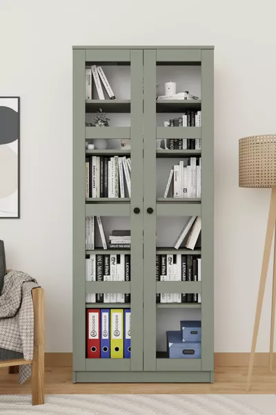 Lucas Cam Metalen Vitrine - Buffet - Boekenplank en Multifunctionele Kast (VERSTELBARE PLANK) - Groen