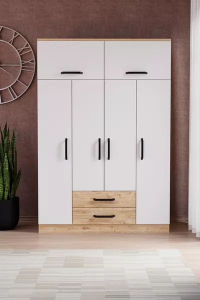 Tema 6 Copripiumino 2 Armadio con Cassetti Pino Atlantico Bianco