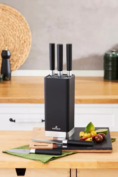 Skycut 6-Piece Knife Set with Stand, Black