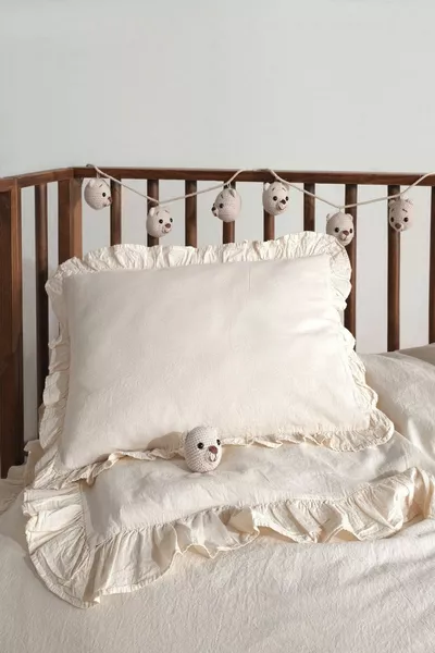 Pure Natural Bebe % Baumwolle Rüschen Waschbare Bettwäscheset *