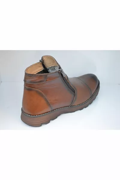 Şehzade Натуральная кожа на молнии на термоподошве Меховые мужские сапоги