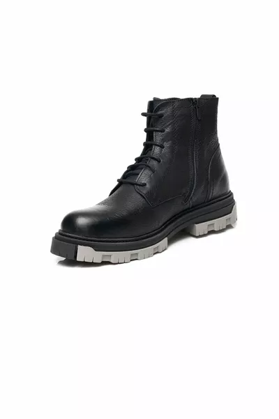 Men's Black Genuine Leather Military Boots 