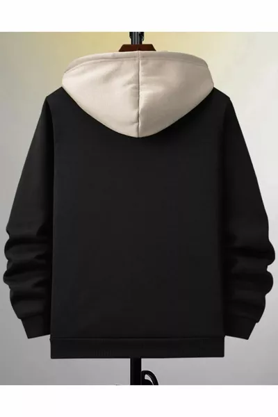 Мужская вещь Цвет Черный Нью-Йорк Принт Кардиган на молнии с капюшоном