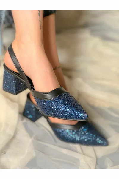 SANDALI CON TACCO BLU AVA