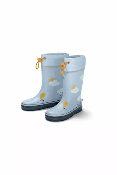 حذاء مطري للأطفال الصغار، أزرق فاتح مع طباعة سحابية