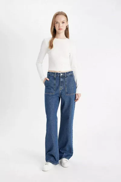DFC - Wide Leg Cargo High Waist Long Jeans