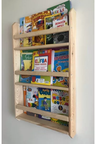 Natural Wood Color Wooden Montessori Wooden Wall Shelf Decorative Shelf  cm