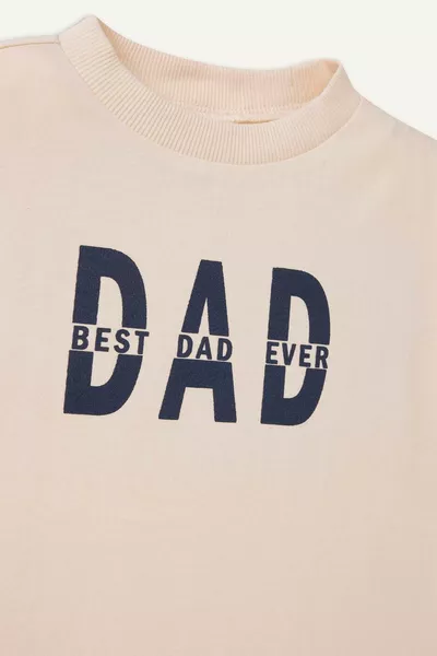 تي شيرت قصير الأكمام بطبعة وياقة دائرية للرضيع الصبي SM