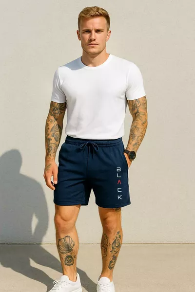 short de sport homme bermuda bleu marine confortable d'été pour les vacances