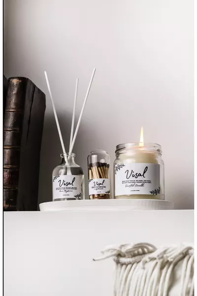 WITTE STANDVISAL LABEL JAPANSE KERSGEUR + GEURKAARS + GLASSCHERM WEDSELSET