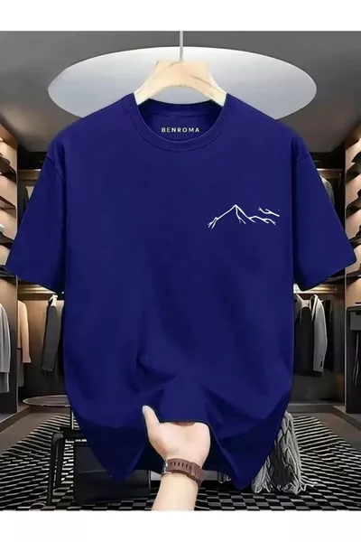 قميص واسع مطبوع بجبل أبيض