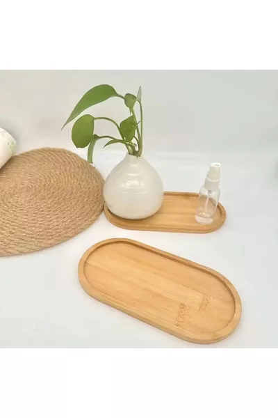 1 Stuk Kom Ovale Serveerschaal Bamboe Organizer en Olie-onderzetter Eetbord