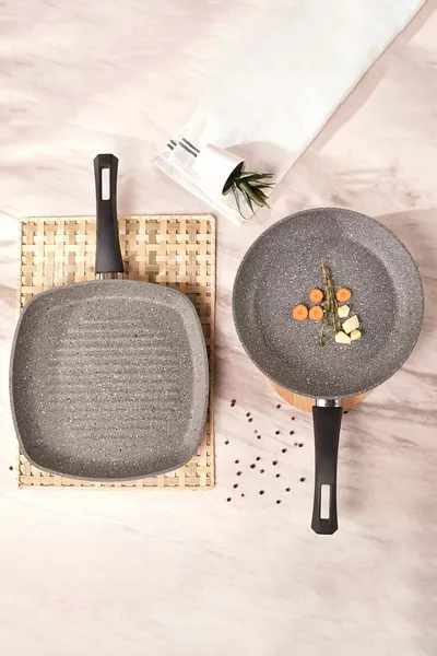 Gris Bio Granieten Koekenpan en Grillset