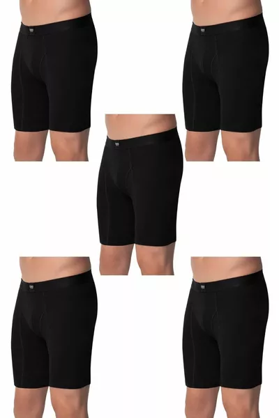 5'li Erkek Uzun Paçalı Likralı Kumaş Boxer