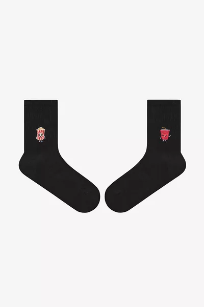 Cola Black Tennis Crew Socks