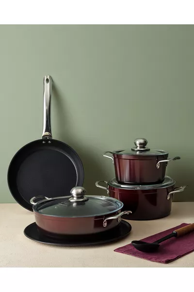 Titanium Professional Tencere Seti 7 Parça - Bordo