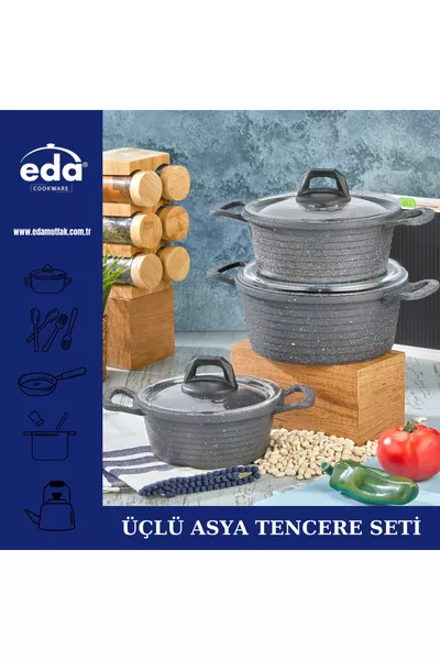 طقم قدر عميق ثلاثي من آسيا //