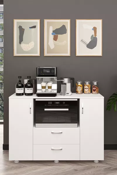 Oven Microwave Compartment Covered Drawer Multifunctional Kitchen Balcony Cabinet Oven Section, One Size