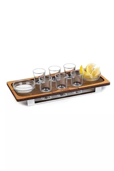 Tequila Schep, Houten Tequila Shot Set, Inclusief Glazen en Kommen. Tequila Serveertray, Nieuwjaarsset