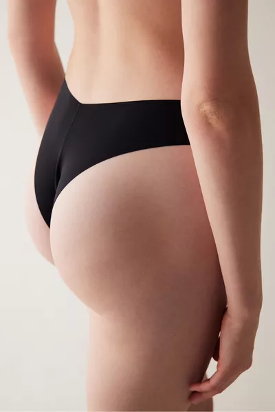#izbırakmaz ليزر كات ميكرو شكل V سروال داخلي برازيلي أسود