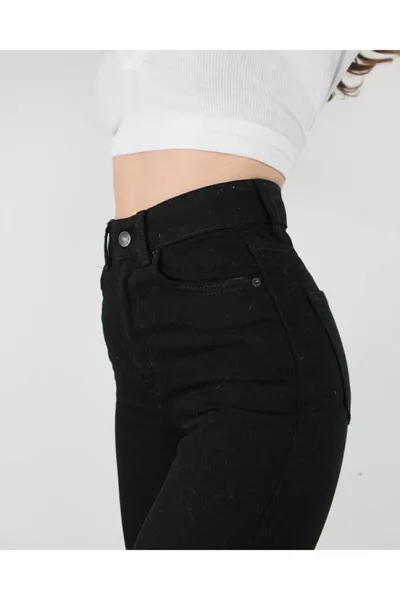 نسائي أسود عالي الخصر أمي ليكرا جينز