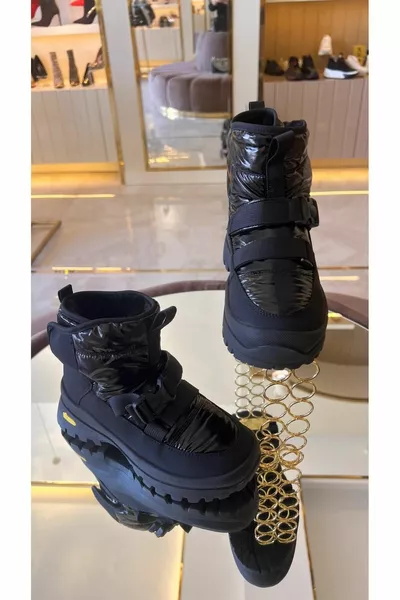 Imported Parachute Fabric Women's Velcro Snow Boots with Feathers