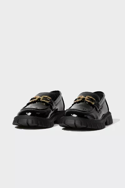 الفتيات عالية نعل الانزلاق على فو الجلود الباليه الشقق NS