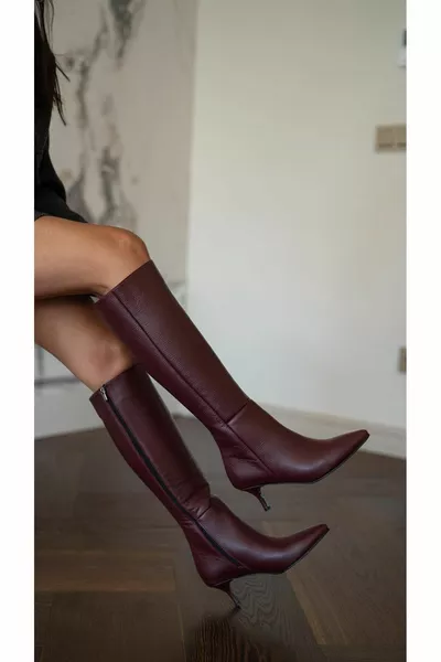 زانكا بورجوندي أحذية جلدية أصلية