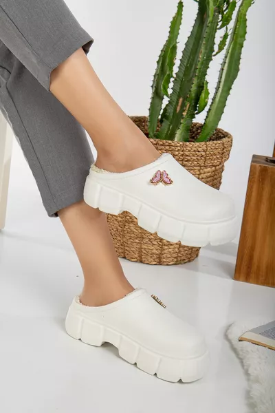 Pantofole interne da donna in pietra piumata Hera Comodo stampo chiuso anteriore invernale pantofole da ufficio a casa