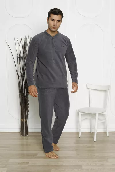 Мужская зимняя флисовая пижама с карманами P