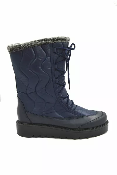 Marineblaue handgefertigte, bequeme lässige Schneestiefel für Damen