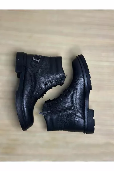 Полностью ортопедические мужские почтовые сапоги на шнуровке на молнии из натуральной кожи