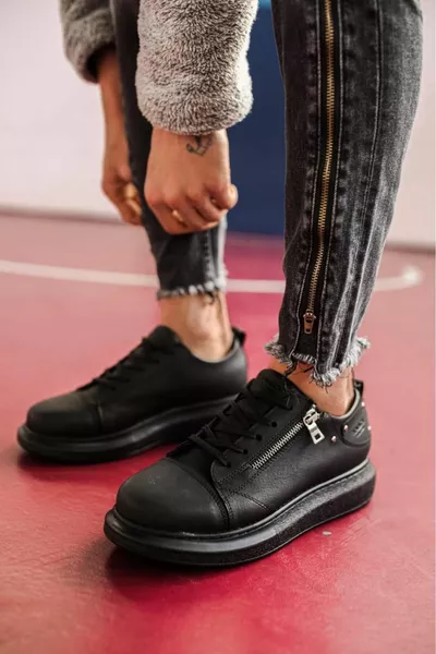 نعل عالي حذاء كاجوال أسود (نعل أسود)