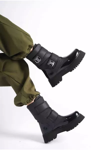 المرأة السوداء براءات الاختراع والجلود الفيلكرو المظلة النسيج سميكة وحيد أحذية الثلج